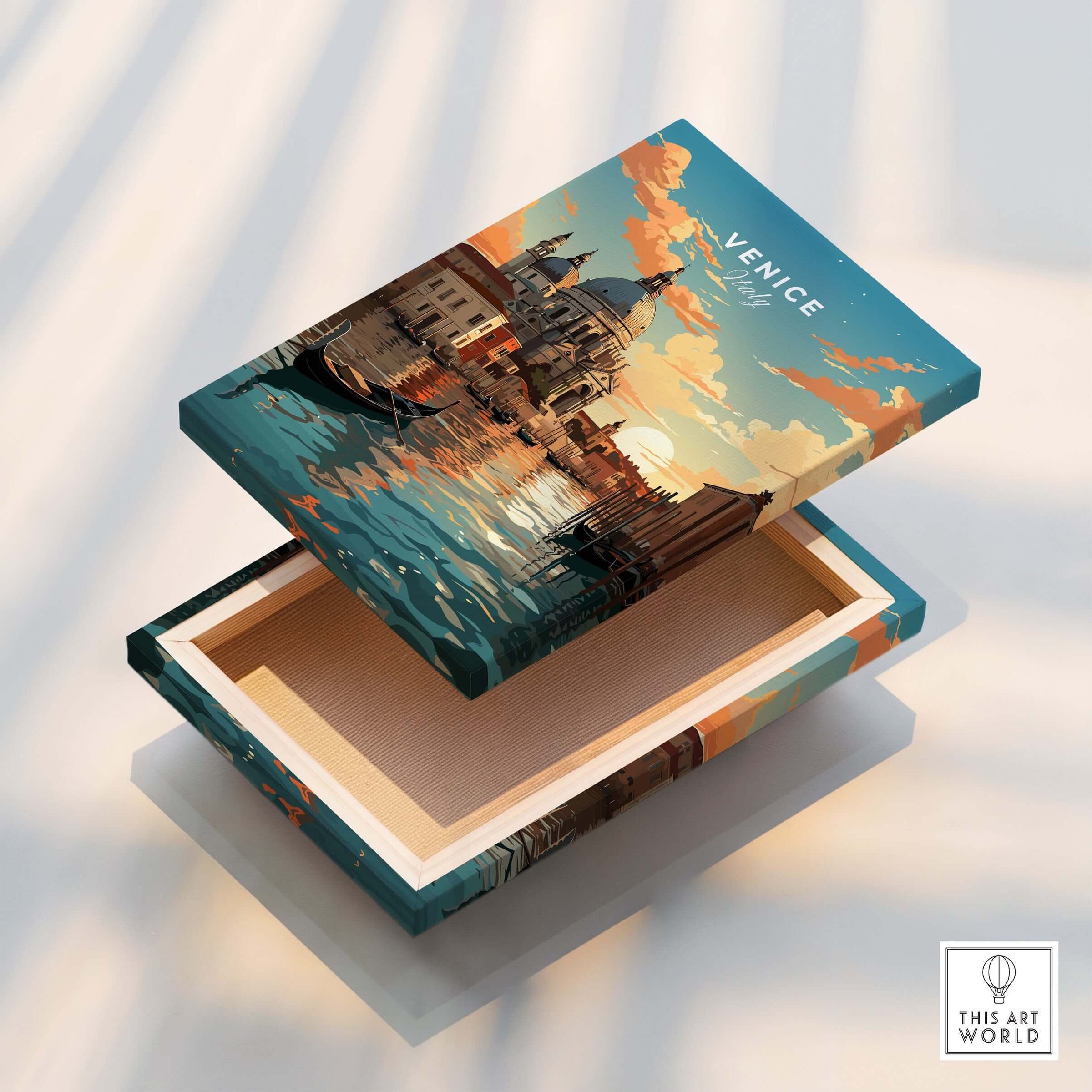 Venice Print decorative box featuring stunning canals and sunset over Venice's architecture.