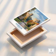 Windsor castle art print on stretched canvas with floating frame detail, wall decor