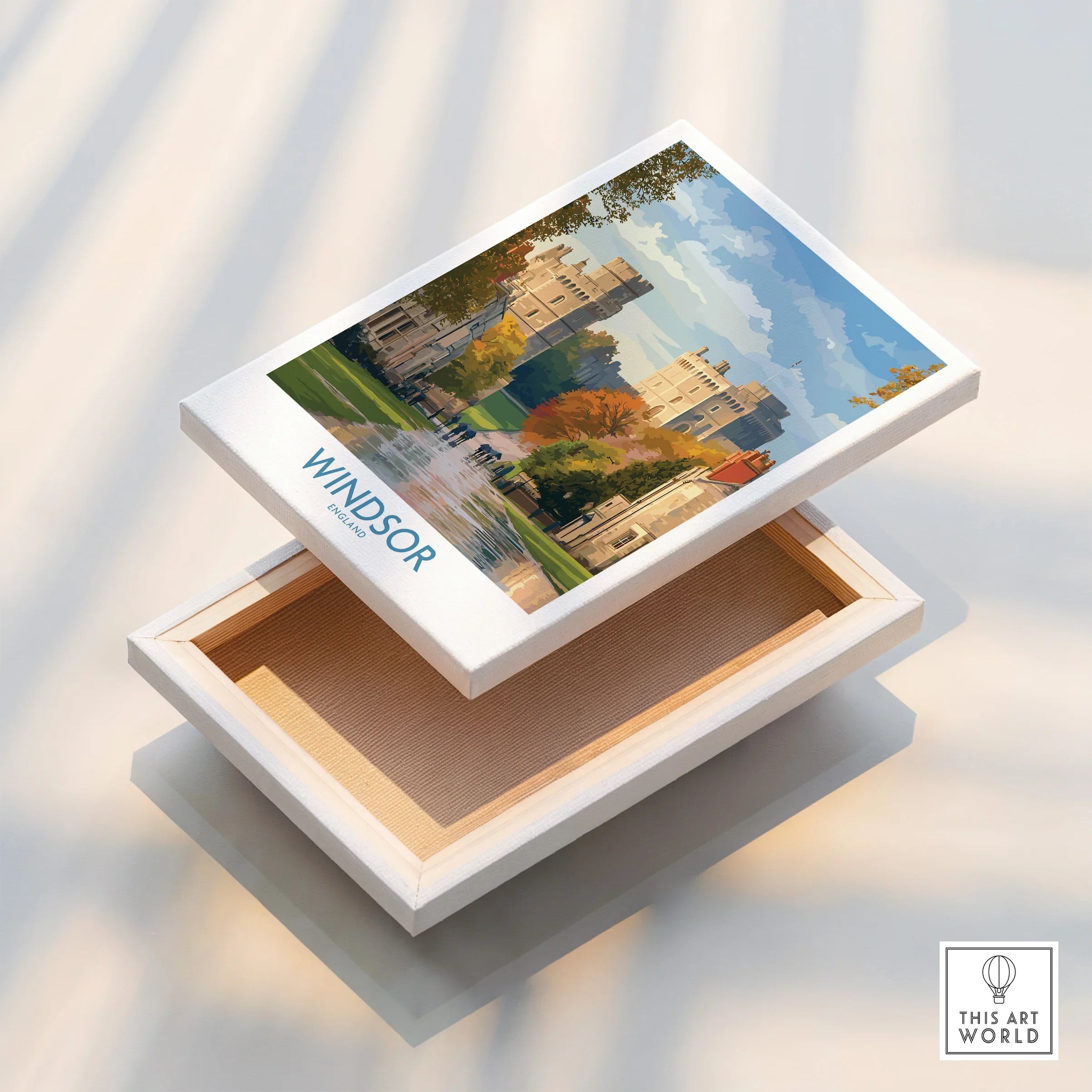 Windsor castle art print on stretched canvas with floating frame detail, wall decor