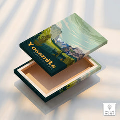 Yosemite National Park canvas print in a floating frame with stylized landscape artwork