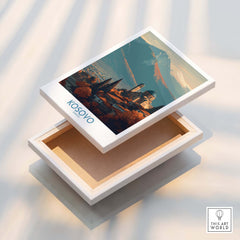 Kosovo Monastery and Mountains Art Print | Autumn Balkan Landscape Poster in a decorative box.