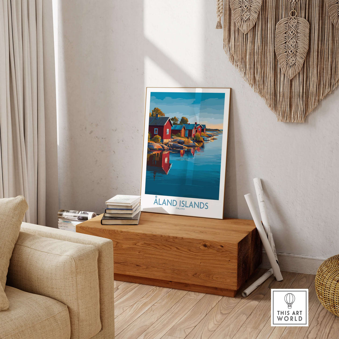 Åland Islands Art Print | Finland Archipelago Wall Decor Poster showcased in a cozy living room setting.