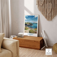 Anglesey Wales Seaside Blossom Print - Welsh Nature Travel Decor in a cozy living space with coastal view