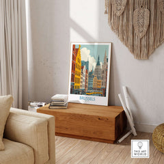 Brussels Wall Art - Belgium Historic Buildings Print showcasing the architectural beauty of Brussels in a stylish home setting.