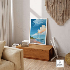 Cocoa Beach Florida Rocket Launch Print - Space Coast Wall Art displayed in a cozy living room setting.