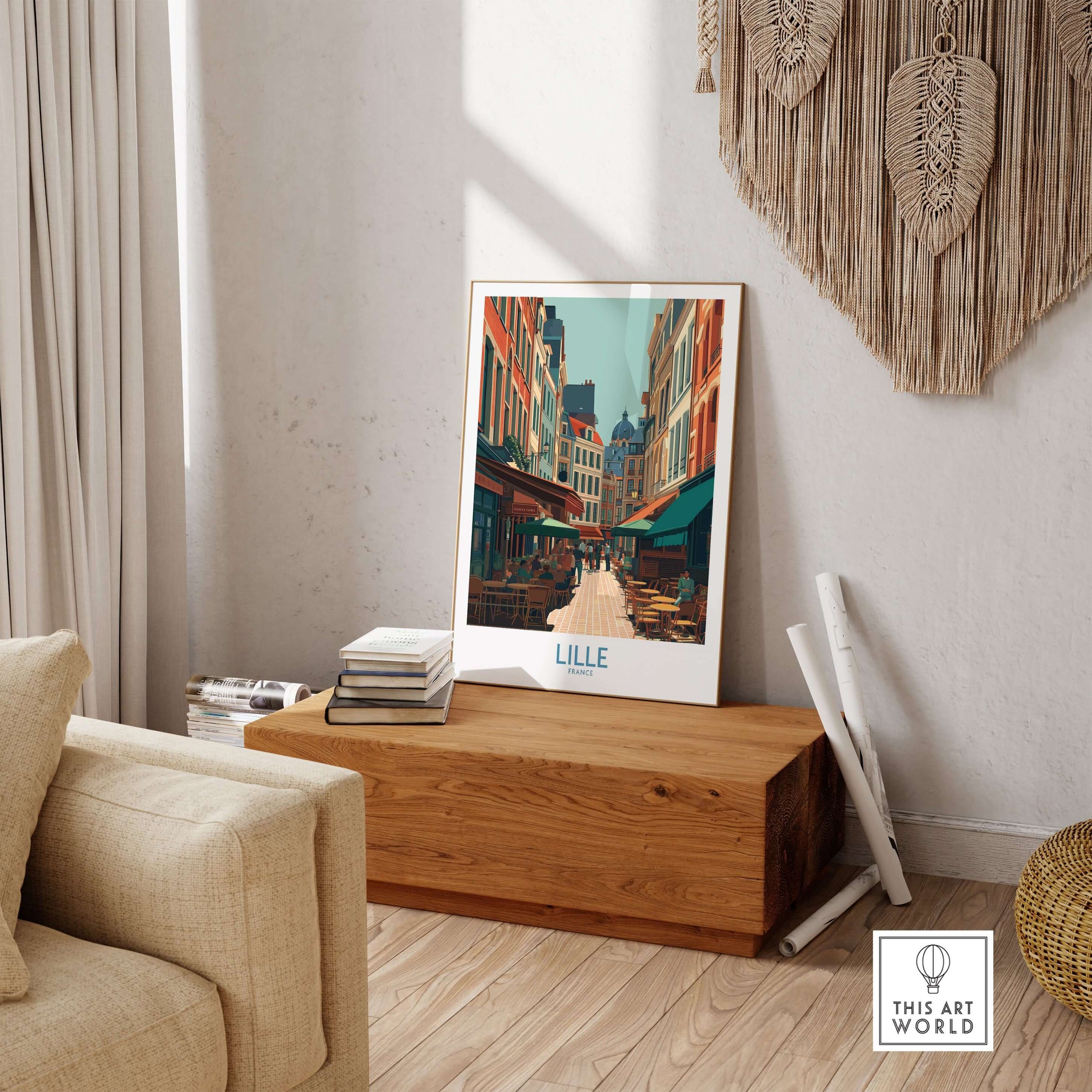 Lille France Wall Art - French Cityscape Decor showcasing a charming street scene in Lille, France.