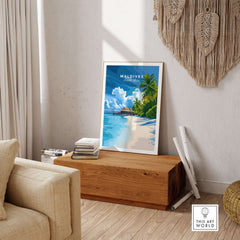 Maldives Print - Tropical Beach showcasing a serene tropical landscape ideal for home decor.