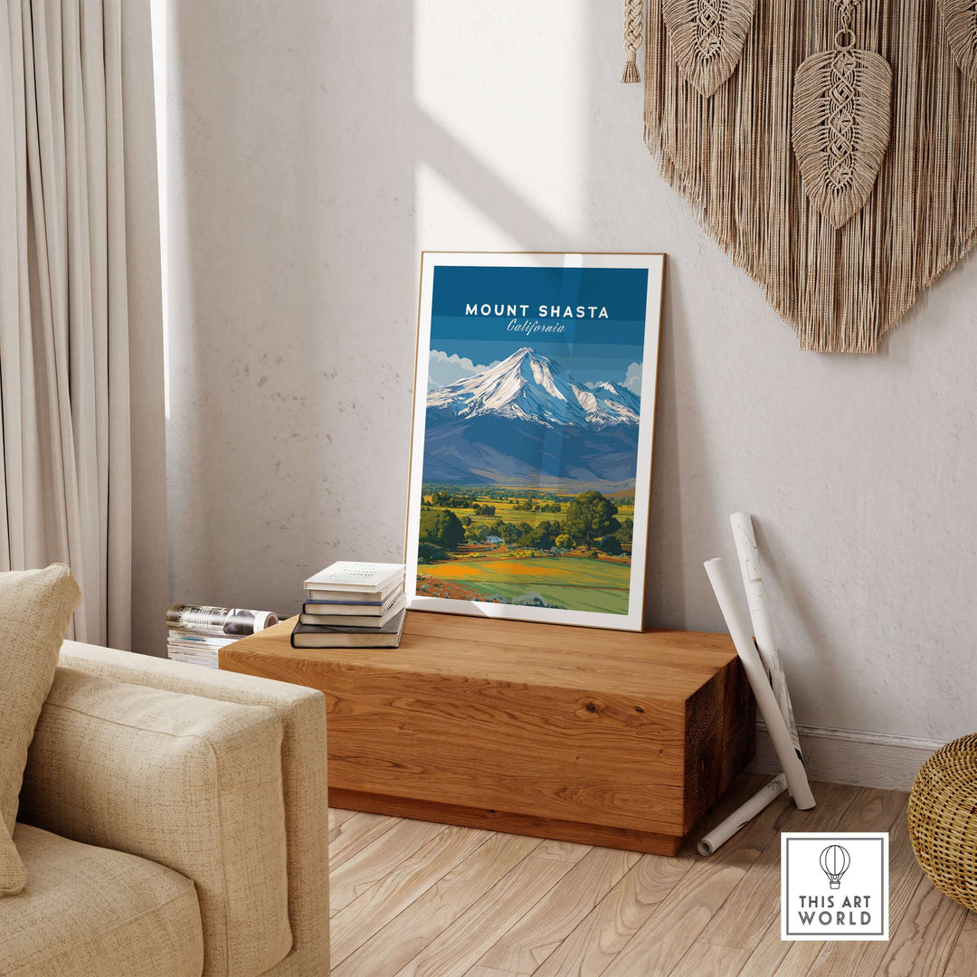 Mount Shasta California print featuring a beautiful landscape, perfect wall art for nature lovers.
