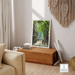 Vietnam Wall Art Poster showcasing a vibrant street scene in Vietnam, enhancing home decor with cultural charm.