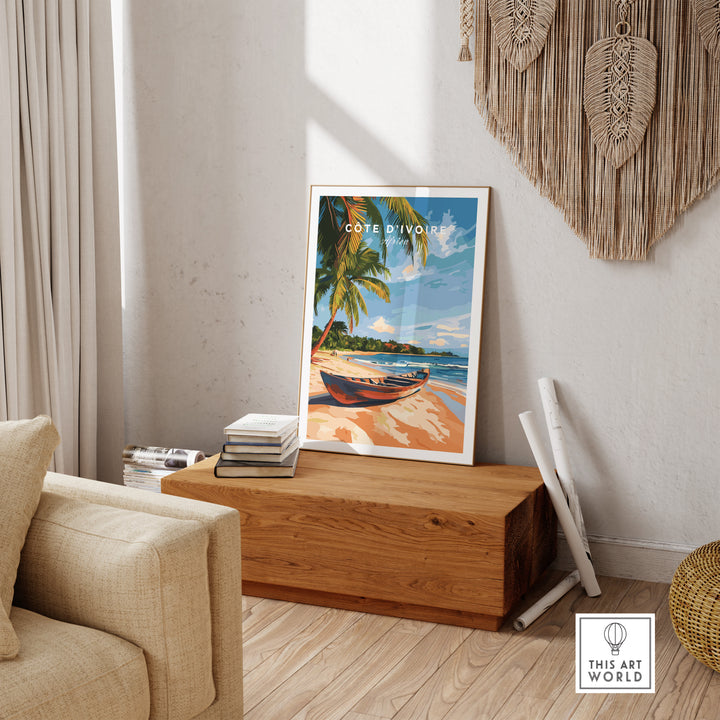 Côte d'Ivoire Beach Wall Art showcasing a vibrant tropical scene, perfect for home decor and bringing a touch of paradise.