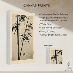 Black Bamboo Art Print – Japanese Ink Wall Art — canvas print stretched cotton canvas details