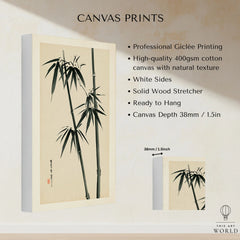 Bamboo Wall Art – Vintage Japanese Ink Print — canvas print stretched cotton canvas details
