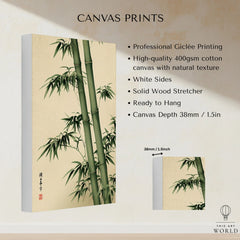 Bamboo Art Print – Green Japanese Botanical Wall Art — canvas print stretched cotton canvas details