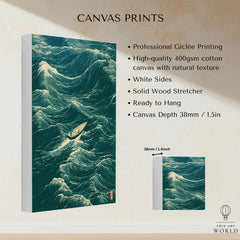 Fishing Boat Wall Art – Vintage Japanese Ocean Print — canvas print stretched cotton canvas details