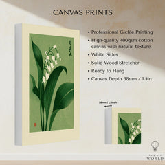 Lily of the Valley Art Print – Green Japanese Botanical Wall Art — canvas print stretched cotton canvas details