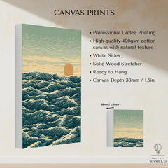 Japanese Ocean Art Print – Vintage Seascape Wall Art — canvas print stretched cotton canvas details