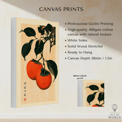 Persimmon Art Print – Japanese Botanical Kitchen Wall Art — canvas print stretched cotton canvas details