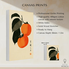 Japanese Persimmon Art Print – Vintage Fruit Wall Art — canvas print stretched cotton canvas details