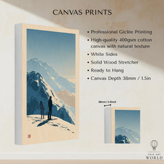 Ski Touring Art Print – Vintage Alpine Poster Wall Art — canvas print stretched cotton canvas details