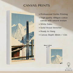 Retro Ski Poster – Vintage Skis Alpine Wall Art — canvas print stretched cotton canvas details