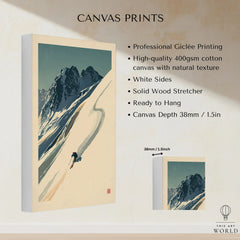 Downhill Skier Art Print – Vintage Ski Poster Wall Art — canvas print stretched cotton canvas details