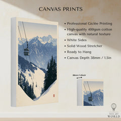 Ski Gondola Poster – Vintage Alpine Cable Car Wall Art — canvas print stretched cotton canvas details