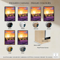 Aix-en-Provence Print framed canvas float frame colour options: black, white, natural, brown, gold and silver