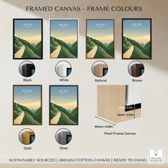 Big Sur State Park Art framed canvas float frame colour options: black, white, natural, brown, gold and silver