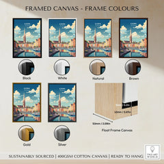 Cork City Ireland Print framed canvas float frame colour options: black, white, natural, brown, gold and silver