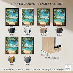 Dominican Republic Travel Print framed canvas float frame colour options: black, white, natural, brown, gold and silver