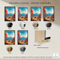 Glencoe Art Print framed canvas float frame colour options: black, white, natural, brown, gold and silver