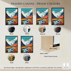 Glencoe Poster Print framed canvas float frame colour options: black, white, natural, brown, gold and silver