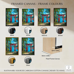Hakone Japan Lake Ashi Torii Gate Poster - Floating Gate Wall Art framed canvas float frame colour options: black, white, natural, brown, gold and silver