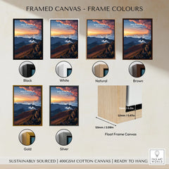 Haleakalā Sunset Poster, Maui Hawaii Wall Art, National Park Travel Print framed canvas float frame colour options: black, white, natural, brown, gold and silver