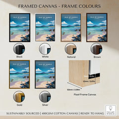 Isle of Harris Scotland Blue Sky Beach Print - Rocky Coastline Wall Art framed canvas float frame colour options: black, white, natural, brown, gold and silver