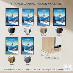 Kitzbuhel Art Print framed canvas float frame colour options: black, white, natural, brown, gold and silver