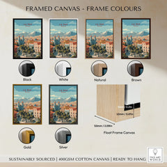 La Paz Travel Print - Bolivia Wall Art framed canvas float frame colour options: black, white, natural, brown, gold and silver