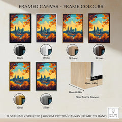 Leeds Wall Art Print - United Kingdom Travel Poster framed canvas float frame colour options: black, white, natural, brown, gold and silver