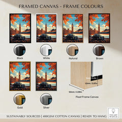 London Wall Art framed canvas float frame colour options: black, white, natural, brown, gold and silver