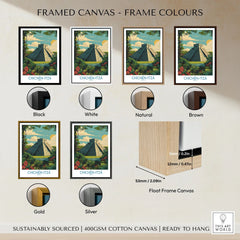 Mexico Chichén Itzá Mayan Pyramid Poster Jungle Ruins Travel Print El Castillo Art framed canvas float frame colour options: black, white, natural, brown, gold and silver