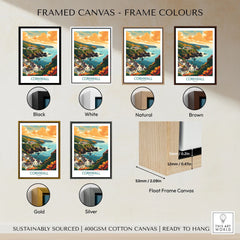 Cornwall Art Print - Modern framed canvas float frame colour options: black, white, natural, brown, gold and silver