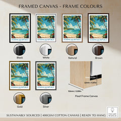 Dominican Republic Poster framed canvas float frame colour options: black, white, natural, brown, gold and silver