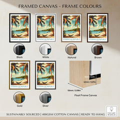 Dominican Republic Print framed canvas float frame colour options: black, white, natural, brown, gold and silver