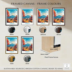 Glencoe Art Print Modern framed canvas float frame colour options: black, white, natural, brown, gold and silver