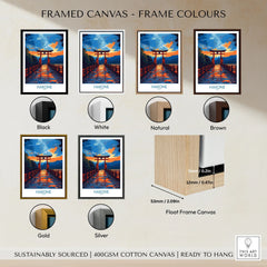 Hakone Wall Art - Japan Travel Poster framed canvas float frame colour options: black, white, natural, brown, gold and silver