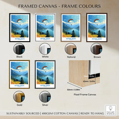 Interlaken Wall Art Print framed canvas float frame colour options: black, white, natural, brown, gold and silver