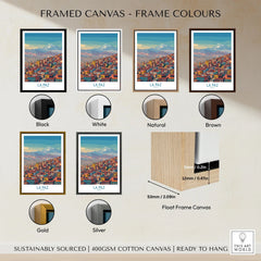 La Paz Bolivia Urban Landscape Wall Art - South American City Print framed canvas float frame colour options: black, white, natural, brown, gold and silver