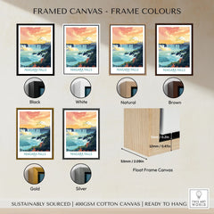 Niagara Falls Poster framed canvas float frame colour options: black, white, natural, brown, gold and silver