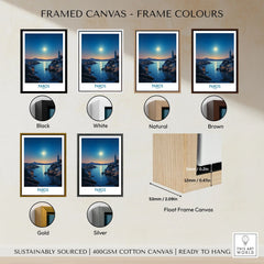 Paros Poster Greece framed canvas float frame colour options: black, white, natural, brown, gold and silver