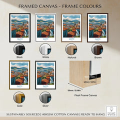 Ecuador Quito Rooftops Travel Poster City View Print Andes Landscape Wall Art South America framed canvas float frame colour options: black, white, natural, brown, gold and silver